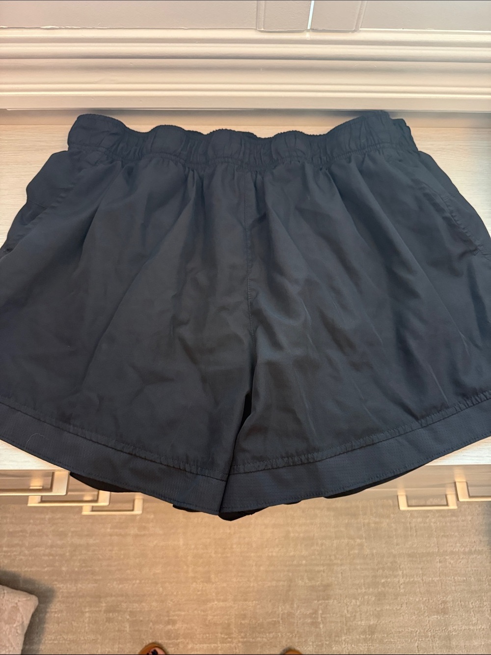 Women’s Black Elastic-Waist Shorts